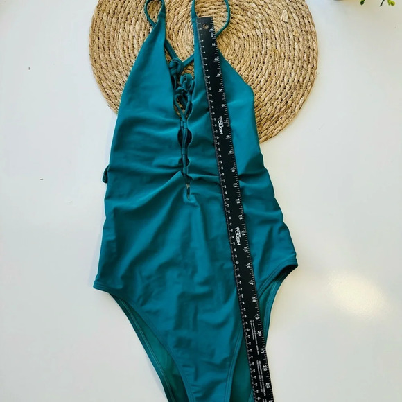 Aerie Green Lace Up One Piece Swimsuit Size Medium - Picture 6 of 12